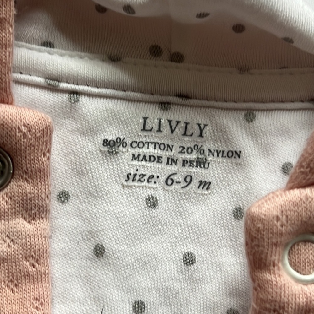 Livly easter bunny cardigan sweater 6-9 months baby light pink cream cotton - Picture 3 of 6